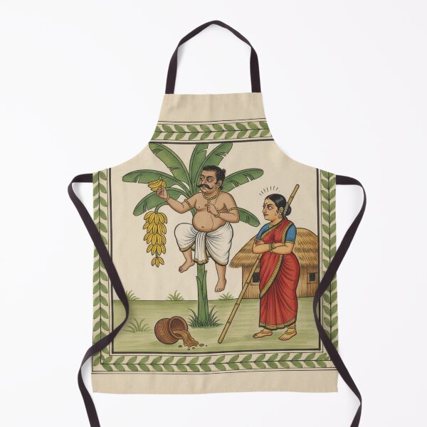 Item preview, Comedic Village Scene in Kalighat Style designed and sold by digisetumedia.