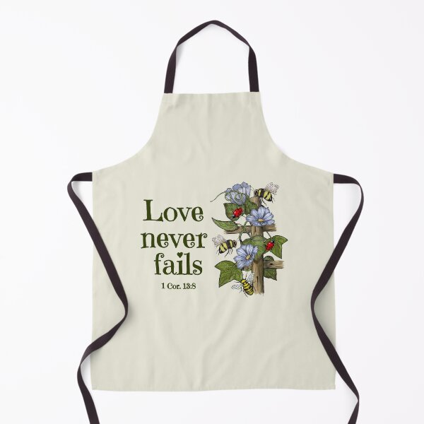 Item preview, LOVE Never Fails, Bible Verse with Bees, Flowers, Ladybugs designed and sold by JoyfulWhimsy.
