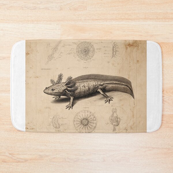 Item preview, Steampunk Axolotl Illustration – Vintage Scientific Field Guide Art – Retro Natural History Design designed and sold by MadeByACJ.