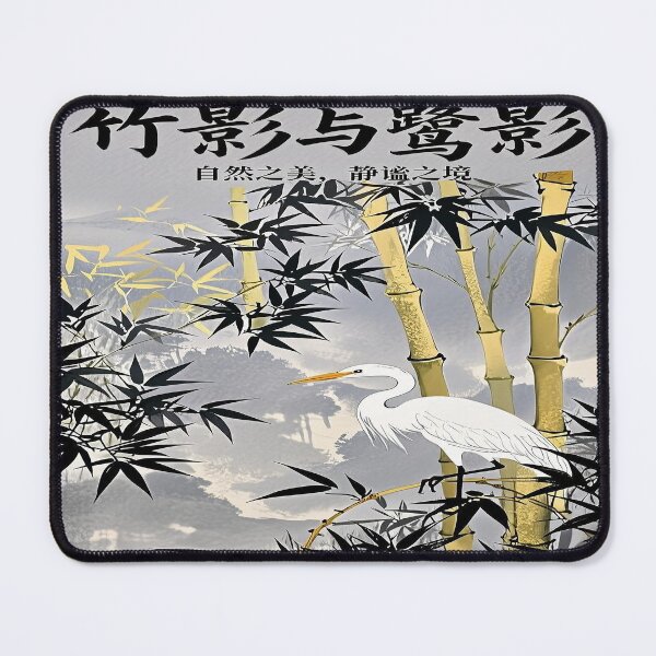 Item preview, White crane on the bamboo sway Chinese style brush painting 3 designed and sold by DinsignStudio.