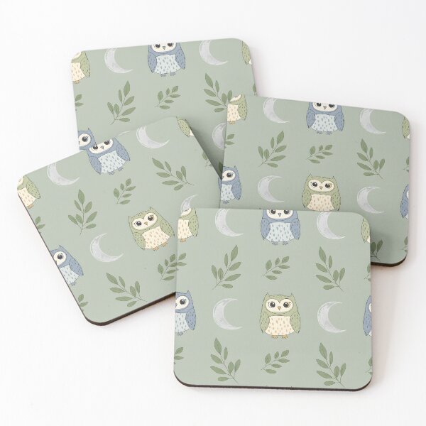 Item preview, cute owl moon and leaves pattern designed and sold by Animepic222.