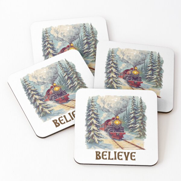 Item preview, Believe Christmas Train | Vintage Steam Locomotive Holiday Art | Festive Winter Train Illustration | Nostalgic Christmas Gift & Decor designed and sold by CheersTOGETHER.