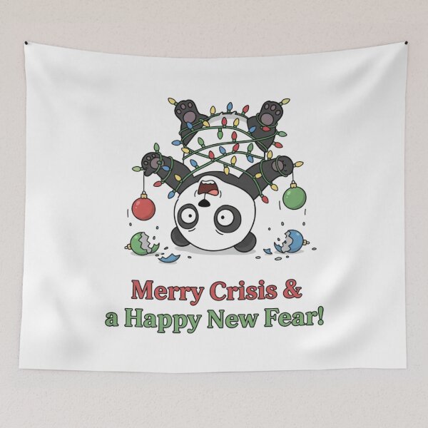 Item preview, Panic Panda Trapped in Holiday Lights Chaos designed and sold by WildLeafDigital.