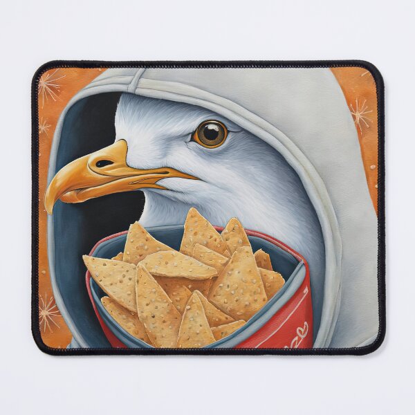 Item preview, Seagull wearing a hoodie eating chips designed and sold by Colin Bentham.