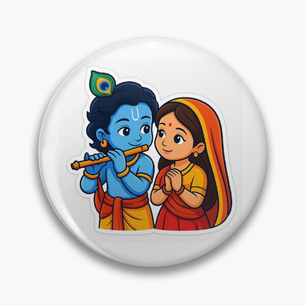 Item preview, Cute Radha Krishna Love Sticker – Divine Couple Art designed and sold by InnerDivineSoul.