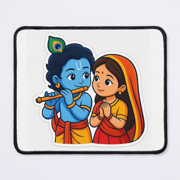 Item preview, Cute Radha Krishna Love Sticker – Divine Couple Art designed and sold by InnerDivineSoul.