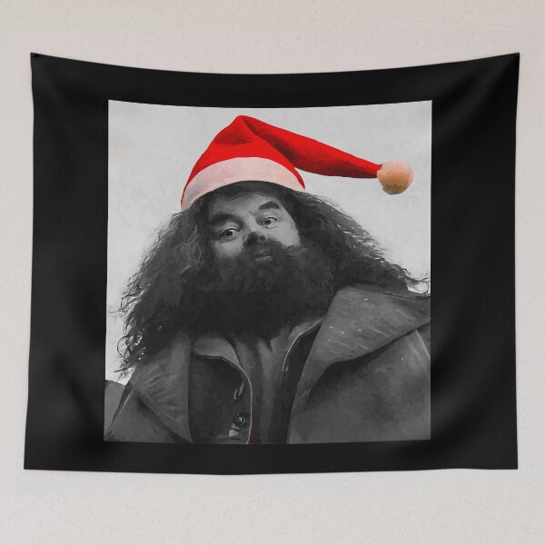 Item preview, Christmas Wizard Gentleman – Festive Bearded Giant in Santa Hat (Black & White Art) designed and sold by T-Chou.