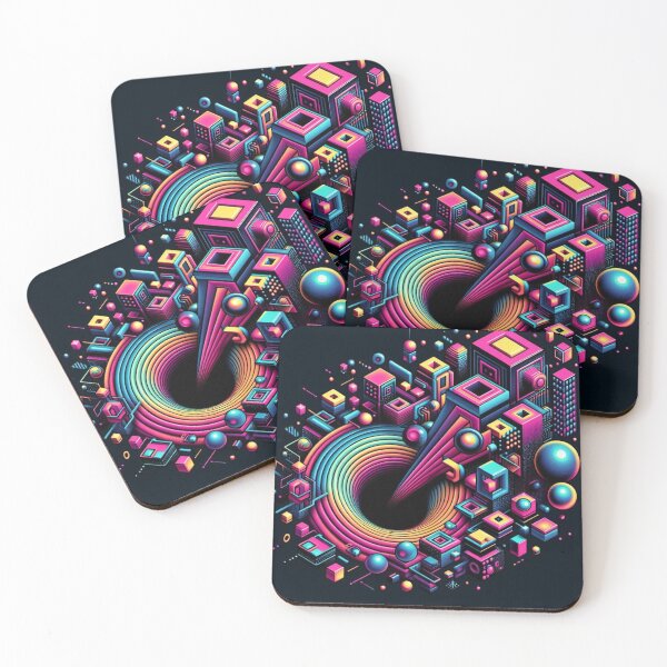Item preview, "Neon Gravity Vortex – Abstract Geometric Space Art" designed and sold by Dogandesighn.