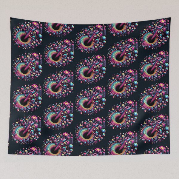 Item preview, "Neon Gravity Vortex – Abstract Geometric Space Art" designed and sold by Dogandesighn.