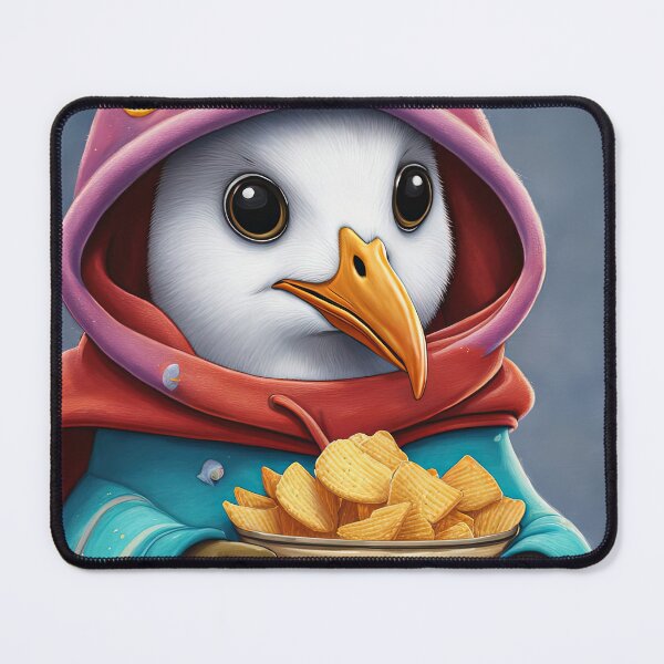 Item preview, Seagull wearing a hoodie eating chips designed and sold by Colin Bentham.