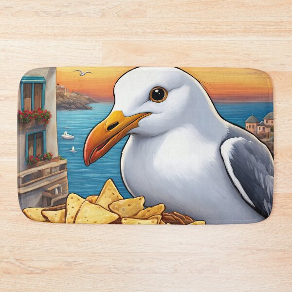 Item preview, Seagull wearing a hoodie eating chips designed and sold by Colin Bentham.