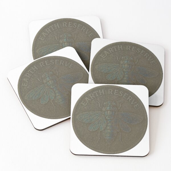 Item preview, Bee emblem coin medallion with Earth Reserve inscription on black designed and sold by Creative88Art.
