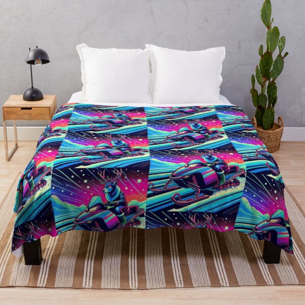 Item preview, "Neon Reindeer Snowmobile Ride – Futuristic Winter Adventure" designed and sold by Dogandesighn.