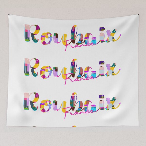 Item preview, Roubaix, France, Vibrant Abstract City Typography Art designed and sold by Wanderful-roads.