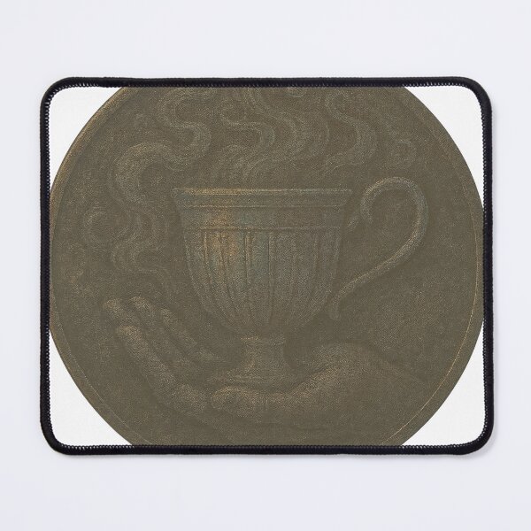 Item preview, Bronze coin with steaming cup relief and open hand motif centered designed and sold by Creative88Art.