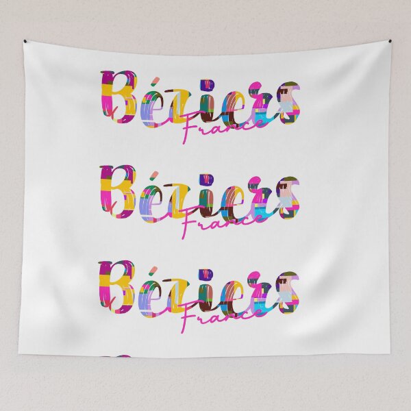 Item preview, Béziers, France, Vibrant Abstract City Typography Art designed and sold by Wanderful-roads.