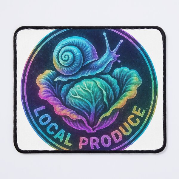 Item preview, Neon coin emblem with snail on lettuce and LOCAL PRODUCE text designed and sold by Creative88Art.