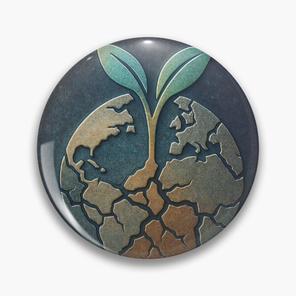 Item preview, Coin style emblem with cracked Earth and sprout on dark matte field designed and sold by Creative88Art.