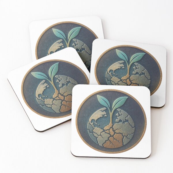 Item preview, Coin style emblem with cracked Earth and sprout on dark matte field designed and sold by Creative88Art.