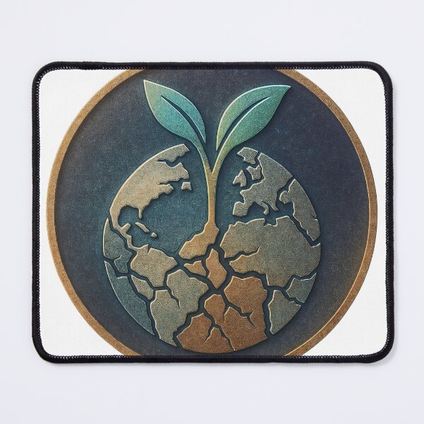 Item preview, Coin style emblem with cracked Earth and sprout on dark matte field designed and sold by Creative88Art.