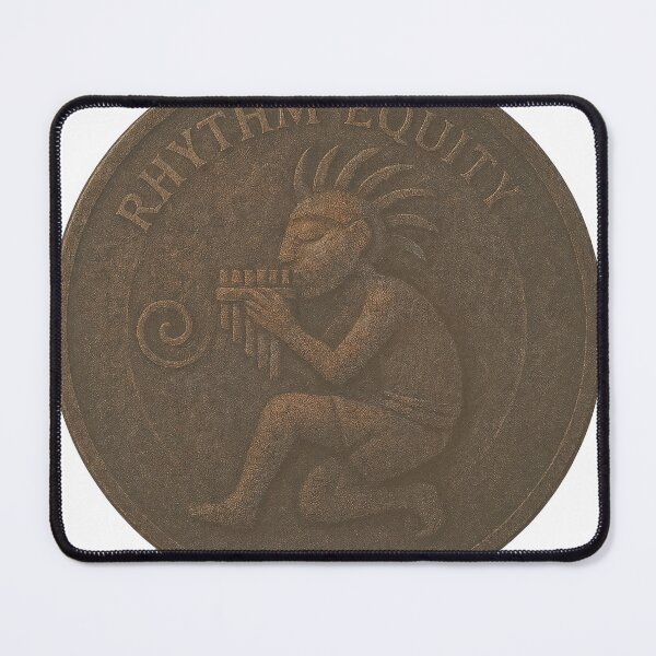 Item preview, Bronze coin with Rhythm Equity text and pan flute figure on black designed and sold by Creative88Art.