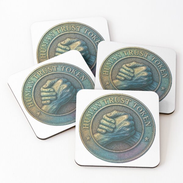 Item preview, Minted coin with clasped hands and Human Trust Token inscription designed and sold by Creative88Art.