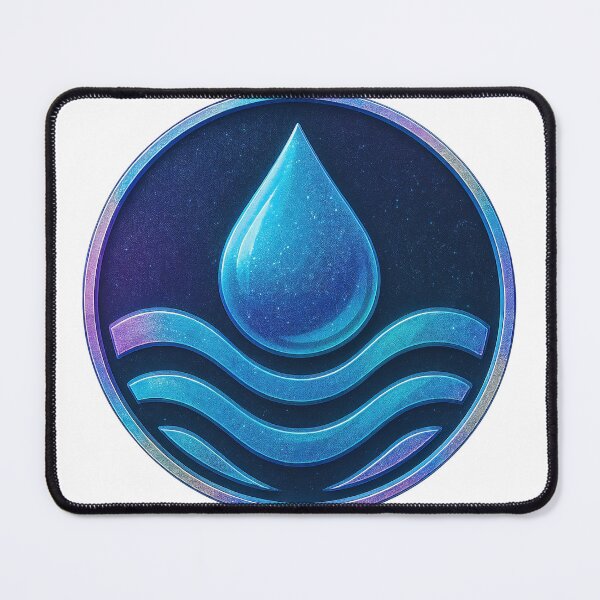 Item preview, Glossy blue water droplet coin emblem with iridescent rim designed and sold by Creative88Art.