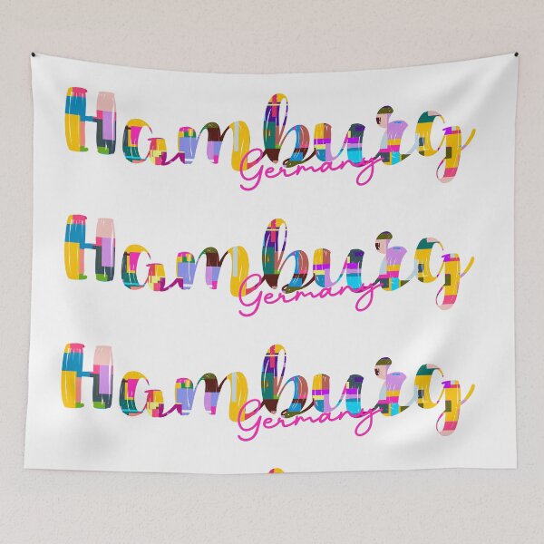 Item preview, Hamburg, Germany, Vibrant Abstract City Typography Art designed and sold by Wanderful-roads.