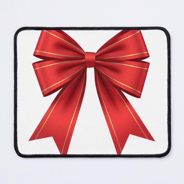 Item preview, Red ribbon bow with gold pinstripes on solid black background designed and sold by Creative88Art.