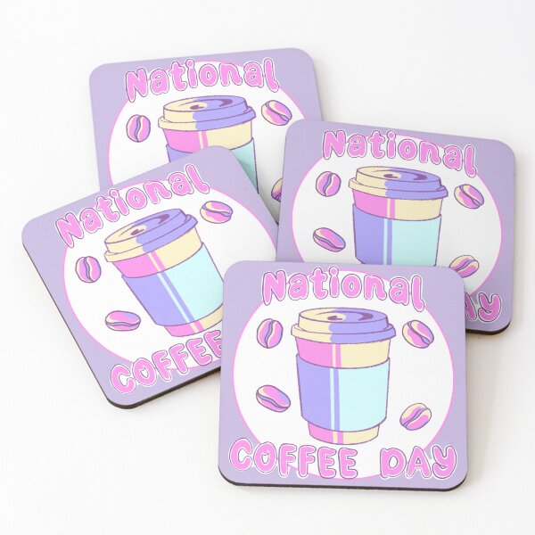 Item preview, National coffee day celebration | latte cup with coffee beans in cute pastel pink white backgroung designed and sold by kawaicherrypi.