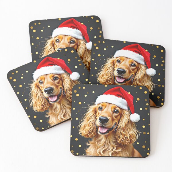 Item preview, Santa Paws: Golden Cocker Spaniel with a Christmas Hat designed and sold by Petalandfur.