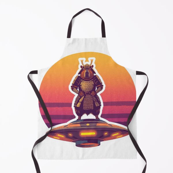 Item preview, Samurai Capybara UFO Retro Sunset Sticker , T-Shirt designed and sold by LoliDesignShop.