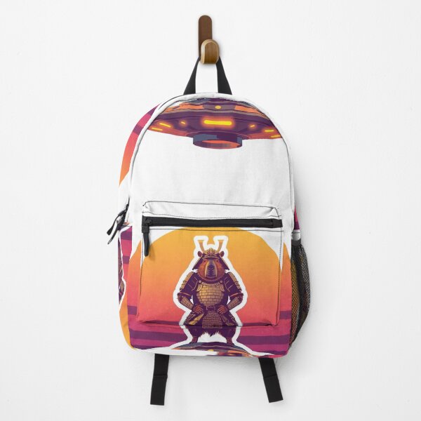 Item preview, Samurai Capybara UFO Retro Sunset Sticker , T-Shirt designed and sold by LoliDesignShop.