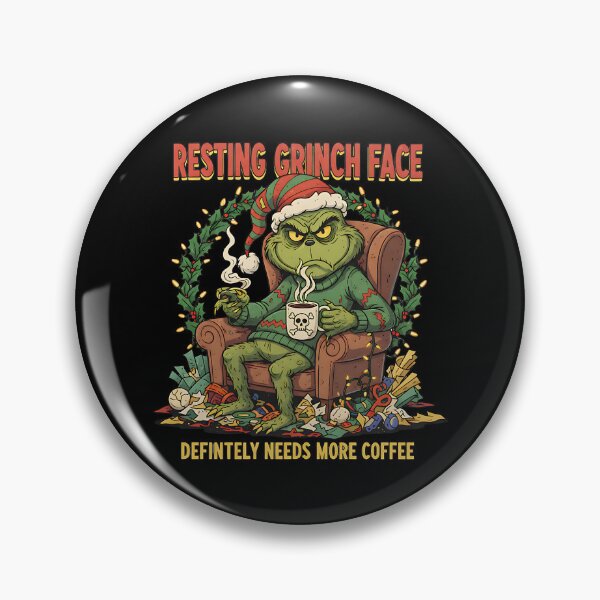 Item preview, Resting Grinch Face Needs More Coffee designed and sold by Silent Watch Threads..