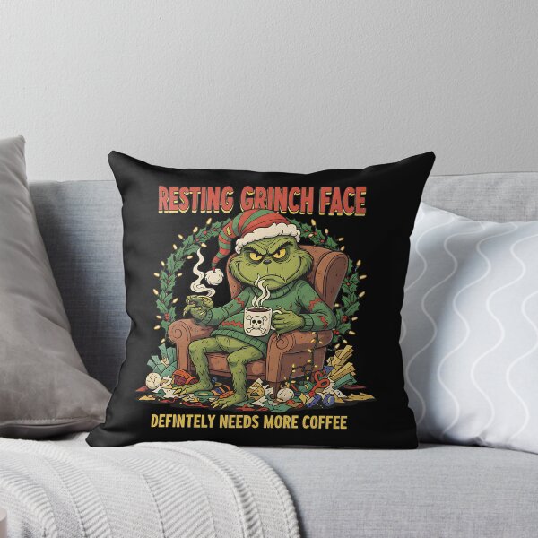 Item preview, Resting Grinch Face Needs More Coffee designed and sold by Silent Watch Threads..