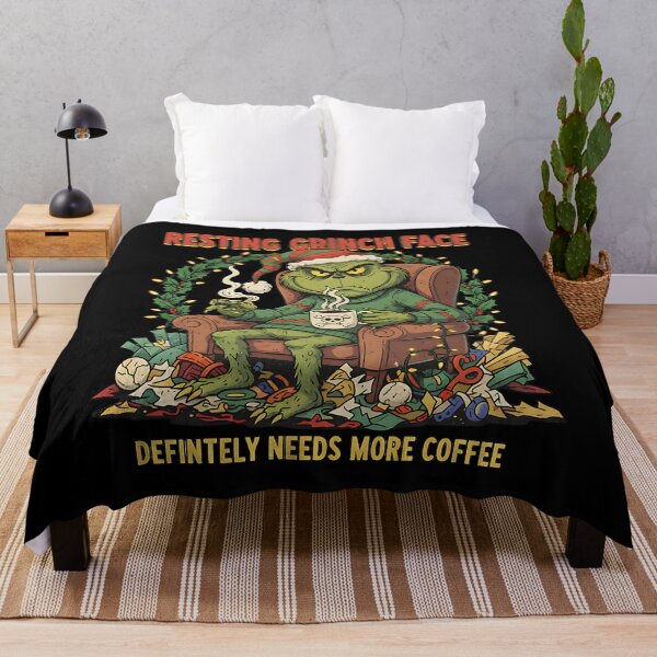 Item preview, Resting Grinch Face Needs More Coffee designed and sold by Silent Watch Threads..
