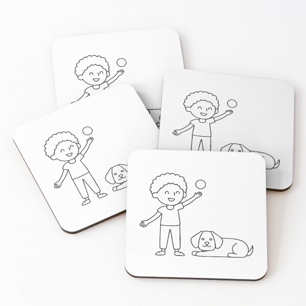 Item preview, A sleeping dog beside a child tossing a ball designed and sold by rasagamastore.