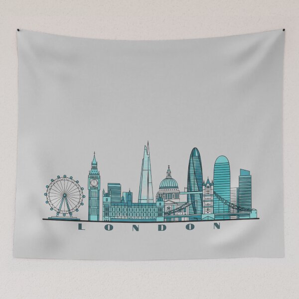 Item preview, London Skyline Minimalist Illustration – Modern Blue Cityscape Art Print designed and sold by SimplyJasper.