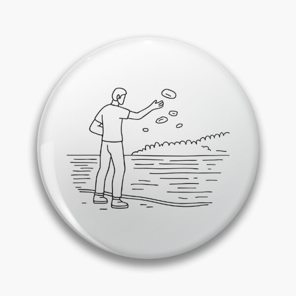 Item preview, A man tossing fast a rock far into a quiet lake from the shore designed and sold by rasagamastore.