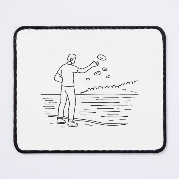 Item preview, A man tossing fast a rock far into a quiet lake from the shore designed and sold by rasagamastore.