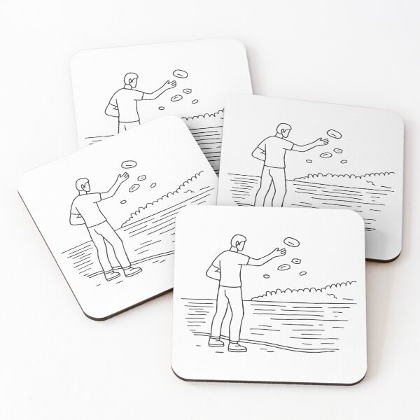 Item preview, A man tossing fast a rock far into a quiet lake from the shore designed and sold by rasagamastore.