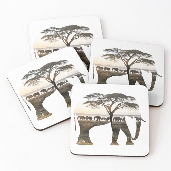 Item preview, Minimalistic black and white elephant silhouette with unusual savanna sunset designed and sold by Encreable.