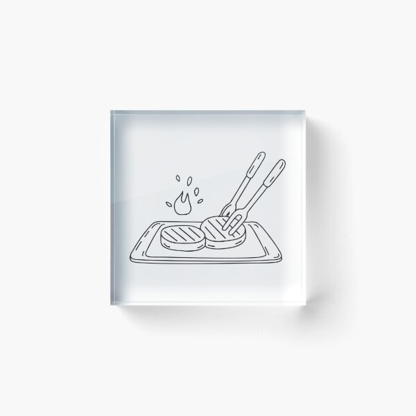 Item preview, A pair of tongs beside grilled meat on a tray designed and sold by rasagamastore.