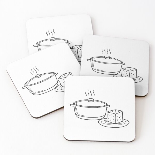 Item preview, A piece of tofu resting near a pan on the stove designed and sold by rasagamastore.