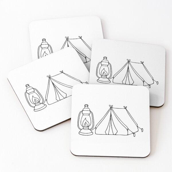 Item preview, A tent beside a cooking pot and a lantern designed and sold by rasagamastore.