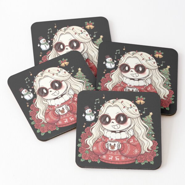Item preview, Chibi Skeleton Woman with Christmas Coffee | Cute Funny Holiday Art designed and sold by ColorSplash123.