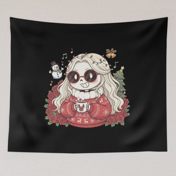 Item preview, Chibi Skeleton Woman with Christmas Coffee | Cute Funny Holiday Art designed and sold by ColorSplash123.