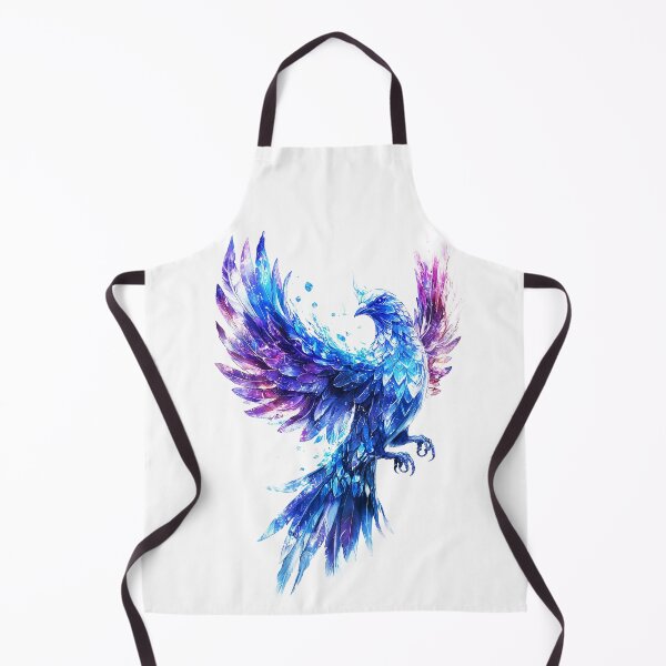 Item preview, Blue crystal phoenix with motley shining wings in unusual bright colors designed and sold by Encreable.