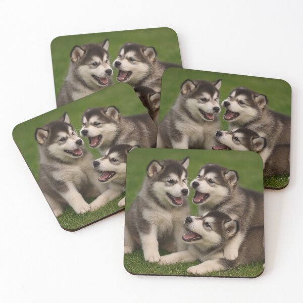 Item preview, Playtime Trio – Adorable Alaskan Malamute Puppies at Play designed and sold by Inkmatic Studio.