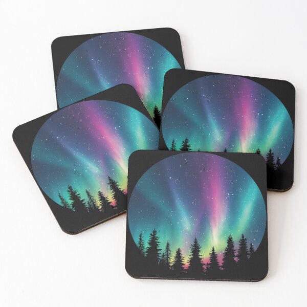 Item preview, Vibrant Aurora Borealis Night Sky with Pine Trees designed and sold by TheresaNicole.